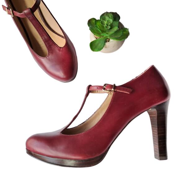 Antonio Melani Retro T-Strap Angie Platform Heels Pumps SIze 7 Lady Red - Picture 1 of 9